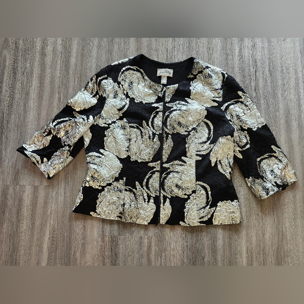 Joseph Ribkoff Black and Silver Abstract Blazer